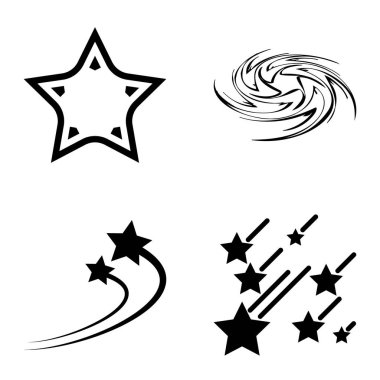 Yıldız1-2 Yıldız Şelalesi Düz Simge Seti Beyaz Arkaplanda İzole Edildi