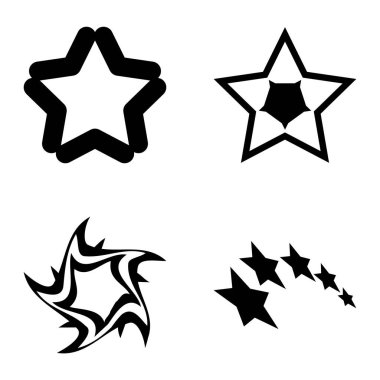 Yıldız1-2 Yıldız Şelalesi Düz Simge Seti Beyaz Arkaplanda İzole Edildi