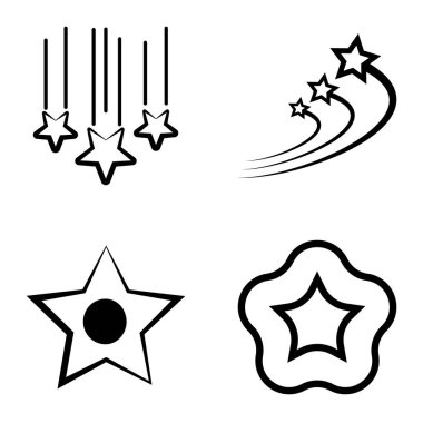 Yıldız1-2 Yıldız Şelalesi Düz Simge Seti Beyaz Arkaplanda İzole Edildi