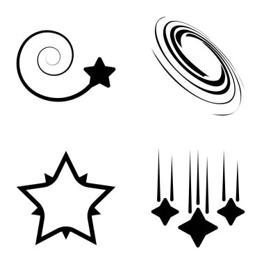 Yıldız1-2 Yıldız Şelalesi Düz Simge Seti Beyaz Arkaplanda İzole Edildi