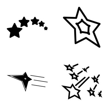 Yıldız1-2 Yıldız Şelalesi Düz Simge Seti Beyaz Arkaplanda İzole Edildi