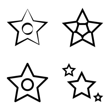 Yıldız1-2 Yıldız Şelalesi Düz Simge Seti Beyaz Arkaplanda İzole Edildi