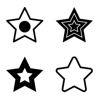 Yıldız1-2 Yıldız Şelalesi Düz Simge Seti Beyaz Arkaplanda İzole Edildi