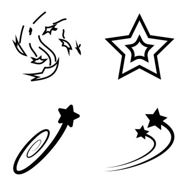 Yıldız1-2 Yıldız Şelalesi Düz Simge Seti Beyaz Arkaplanda İzole Edildi