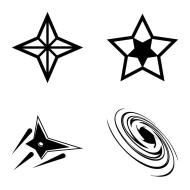 Yıldız1-2 Yıldız Şelalesi Düz Simge Seti Beyaz Arkaplanda İzole Edildi