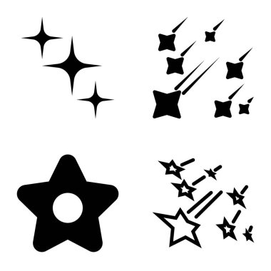 Yıldız1-2 Yıldız Şelalesi Düz Simge Seti Beyaz Arkaplanda İzole Edildi