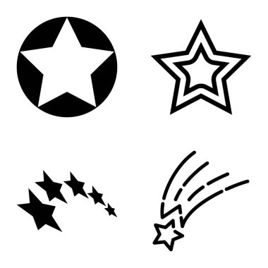 Yıldız1-2 Yıldız Şelalesi Düz Simge Seti Beyaz Arkaplanda İzole Edildi