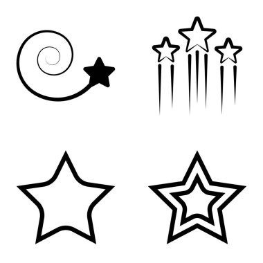 Yıldız1-2 Yıldız Şelalesi Düz Simge Seti Beyaz Arkaplanda İzole Edildi