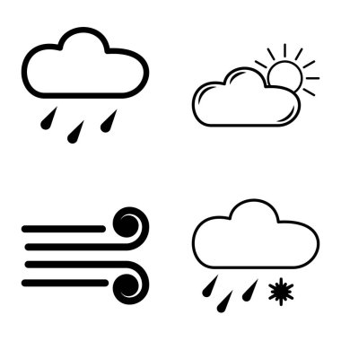Hava Durumu Düz Simgesi Beyaz Arkaplanda İzole Edildi