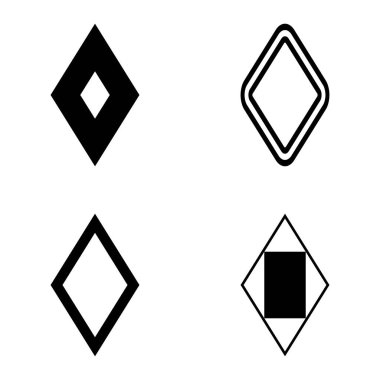 Rhombus Düz Simge Seti Beyaz Arkaplanda İzole Edildi