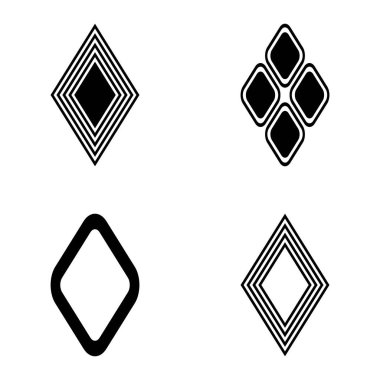 Rhombus Düz Simge Seti Beyaz Arkaplanda İzole Edildi