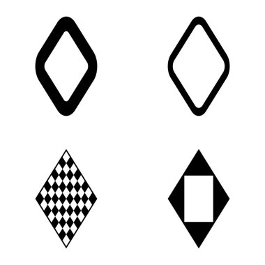 Rhombus Düz Simge Seti Beyaz Arkaplanda İzole Edildi