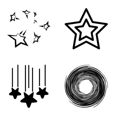 Yıldız1-2 Yıldız Şelalesi Düz Simge Seti Beyaz Arkaplanda İzole Edildi