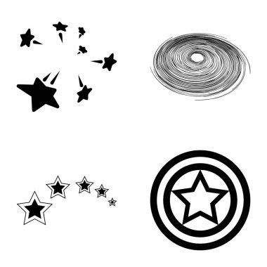 Yıldız1-2 Yıldız Şelalesi Düz Simge Seti Beyaz Arkaplanda İzole Edildi