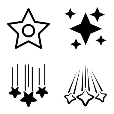 Yıldız1-2 Yıldız Şelalesi Düz Simge Seti Beyaz Arkaplanda İzole Edildi