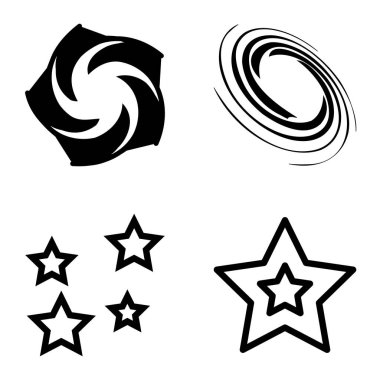 Yıldız1-2 Yıldız Şelalesi Düz Simge Seti Beyaz Arkaplanda İzole Edildi