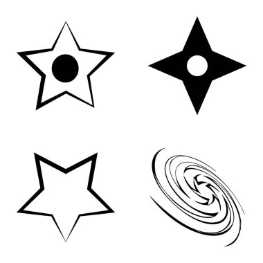 Yıldız1-2 Yıldız Şelalesi Düz Simge Seti Beyaz Arkaplanda İzole Edildi