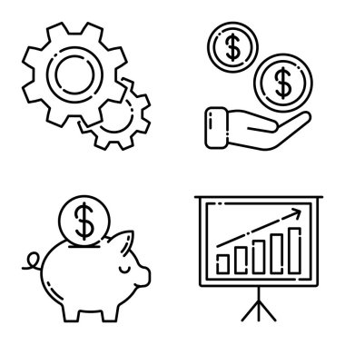 İş Düz Simgesi Seti Beyaz Arkaplanda İzole Edildi