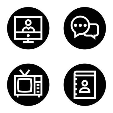 İletişim _ glyph Düz Simge Seti Beyaz Arkaplanda İzole Edildi