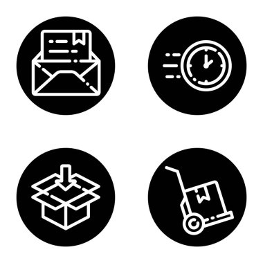 Teslimat _ glyph Düz Simge Seti Beyaz Arkaplanda İzole Edildi