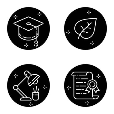 Education _ glyph Düz Simge Seti Beyaz Arkaplanda İzole Edildi