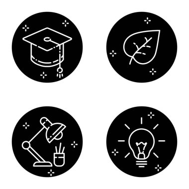 Education _ glyph Düz Simge Seti Beyaz Arkaplanda İzole Edildi