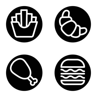 Fast food _ glyph Düz Simge Seti Beyaz Arkaplanda İzole Edildi