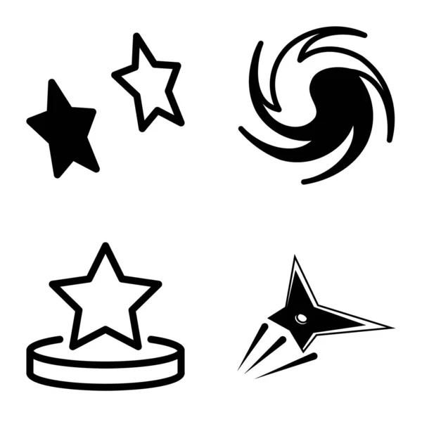 Stars1 2Starfall Flat Icon Set Isoliert Auf Weißem Hintergrund — Stockvektor