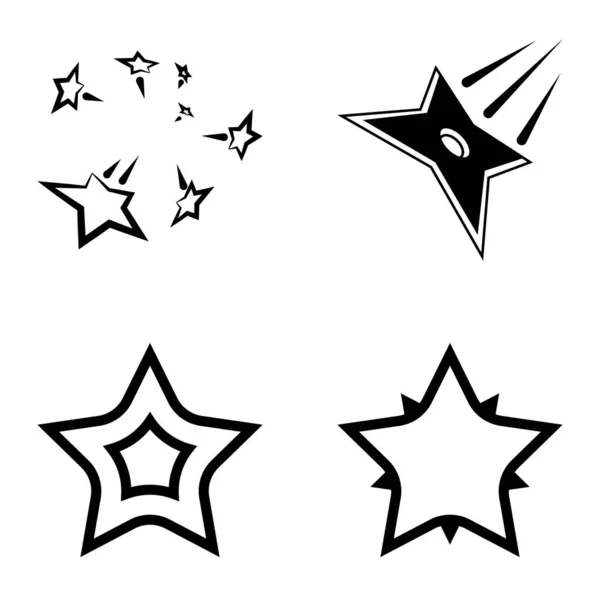 Hvězdy1 2Hvězdný Pád Ploché Ikony Sada Izolované Bílém Pozadí — Stockový vektor