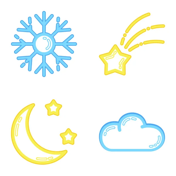 Weather Color Set Iconos Planos Aislados Sobre Fondo Blanco — Archivo Imágenes Vectoriales