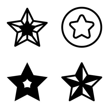 Yıldız Düz Simgesi Seti Beyaz Arkaplanda Ayrı Tutuldu