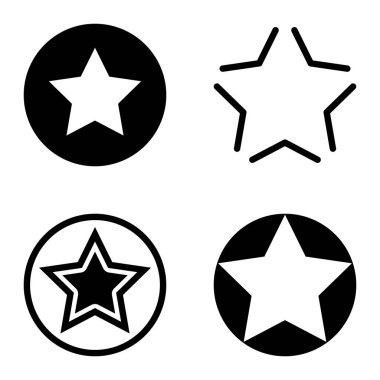 Yıldız Düz Simgesi Seti Beyaz Arkaplanda Ayrı Tutuldu