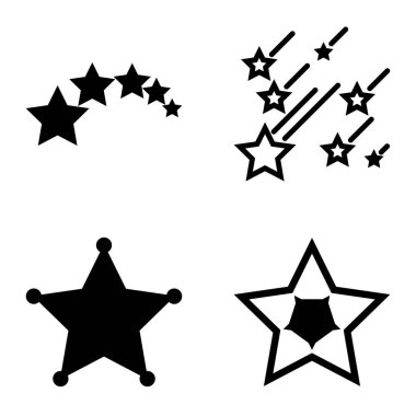 Yıldız Düz Simgesi Seti Beyaz Arkaplanda Ayrı Tutuldu