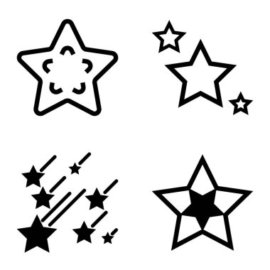 Yıldız Düz Simgesi Seti Beyaz Arkaplanda Ayrı Tutuldu