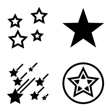 Yıldız Düz Simgesi Seti Beyaz Arkaplanda Ayrı Tutuldu