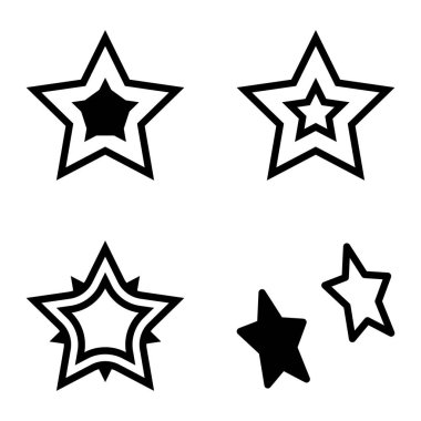 Yıldız Düz Simgesi Seti Beyaz Arkaplanda Ayrı Tutuldu