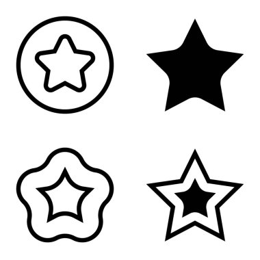 Yıldız Düz Simgesi Seti Beyaz Arkaplanda Ayrı Tutuldu