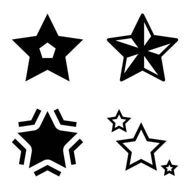 Yıldız Düz Simgesi Seti Beyaz Arkaplanda Ayrı Tutuldu