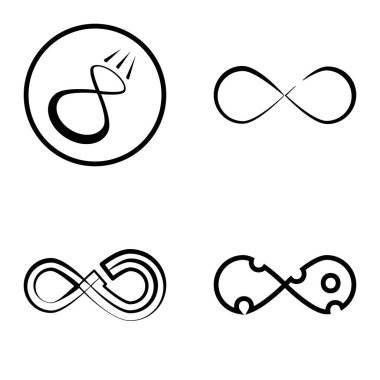 Sonsuz Düz Simge Seti Beyaz Arkaplanda İzole Edildi