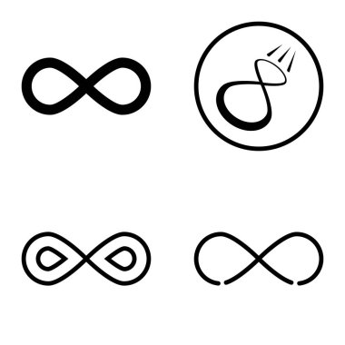 Sonsuz Düz Simge Seti Beyaz Arkaplanda İzole Edildi