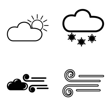 Hava Durumu Düz Simgesi Beyaz Arkaplanda İzole Edildi