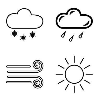 Hava Durumu Düz Simgesi Beyaz Arkaplanda İzole Edildi