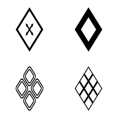 Rhombus Düz Simge Seti Beyaz Arkaplanda İzole Edildi