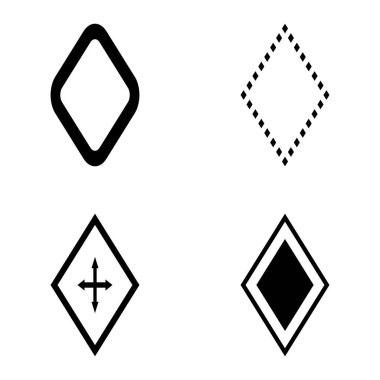 Rhombus Düz Simge Seti Beyaz Arkaplanda İzole Edildi