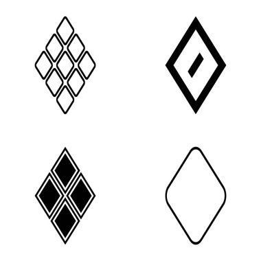 Rhombus Düz Simge Seti Beyaz Arkaplanda İzole Edildi