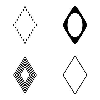 Rhombus Düz Simge Seti Beyaz Arkaplanda İzole Edildi