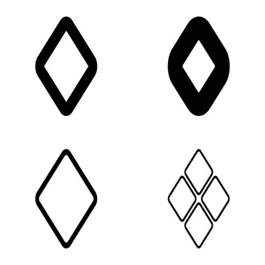 Rhombus Düz Simge Seti Beyaz Arkaplanda İzole Edildi