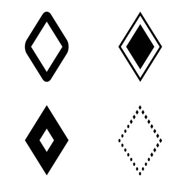 Rhombus Düz Simge Seti Beyaz Arkaplanda İzole Edildi