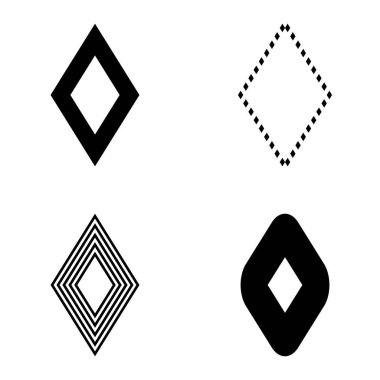 Rhombus Düz Simge Seti Beyaz Arkaplanda İzole Edildi