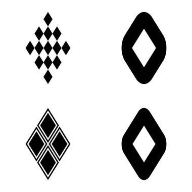 Rhombus Düz Simge Seti Beyaz Arkaplanda İzole Edildi